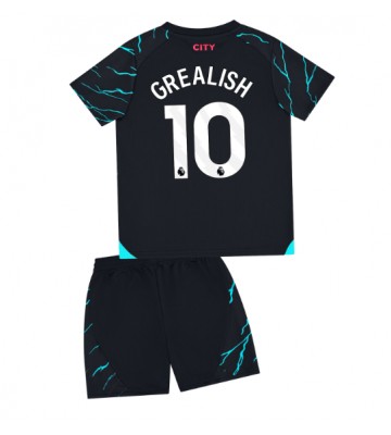 Manchester City Jack Grealish #10 Tredjeställ Barn 2023-24 Kortärmad (+ Korta byxor)